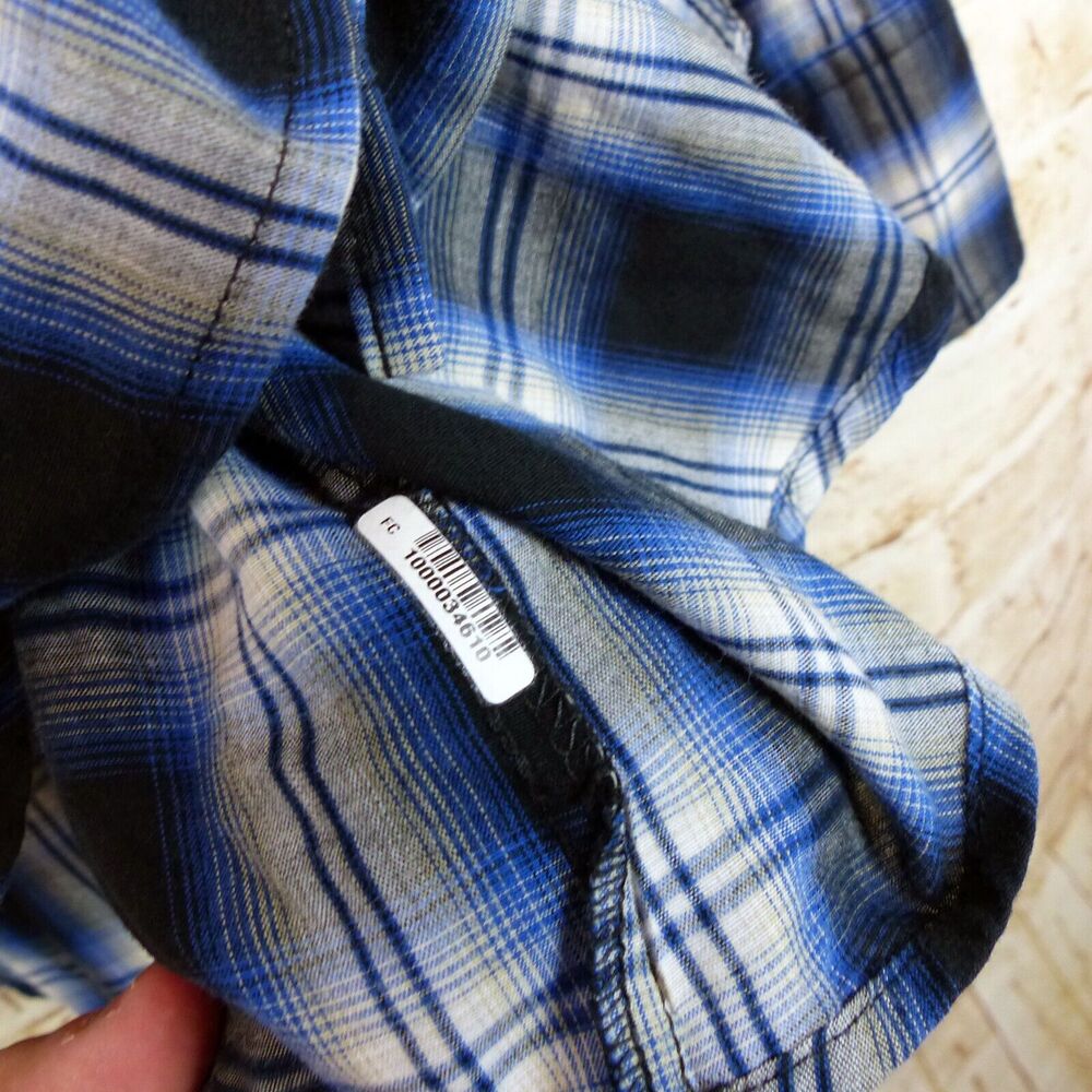 Wrangler Western Shirt Men 2XL Blue Plaid Sawtooth Pocket Pearl Snap Long Sleeve - Picture 12 of 12